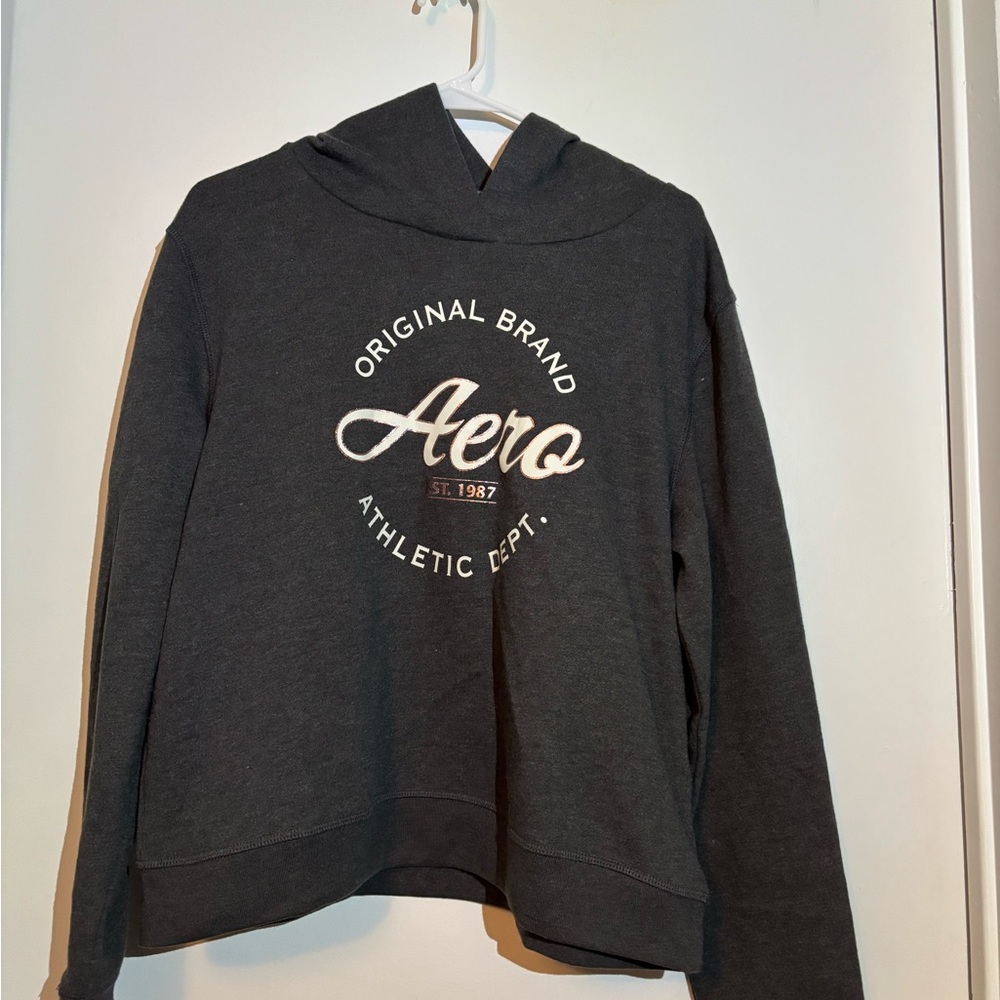 Aeropostale Dark Gray Hoodie with White Logo